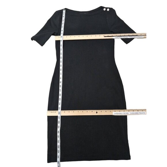 Lauren Ralph Lauren Sheath Dress Womens S Black Stretch Knit Cotton Pullover - Picture 8 of 8